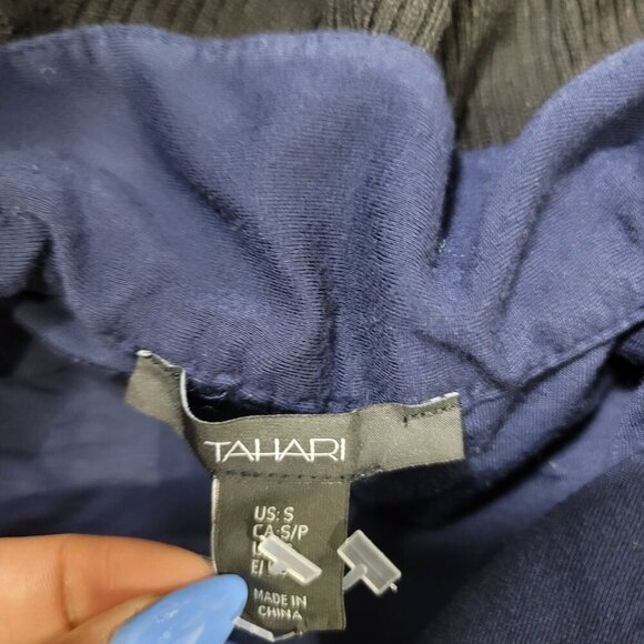 Tahari Navy Blue Button-Up Women's Pocket Top | Size S - Picture 3 of 7